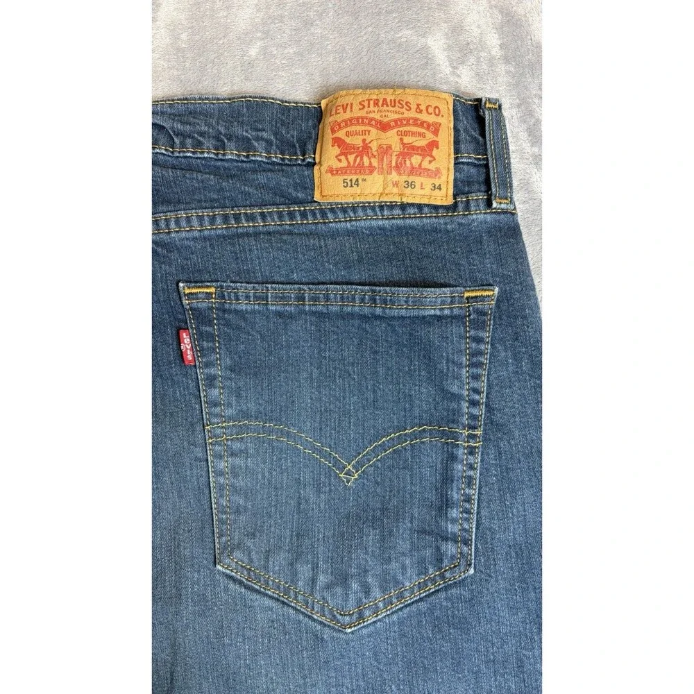 Levi’s 514 Jeans Mens Size 36 x 34 Blue Denim Straight Leg EUC